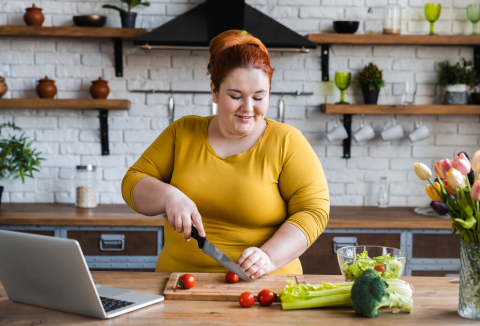 lady cooking healthy food