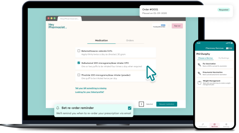 pharmacy services and repeat prescription on the Hey Pharmacist app and web